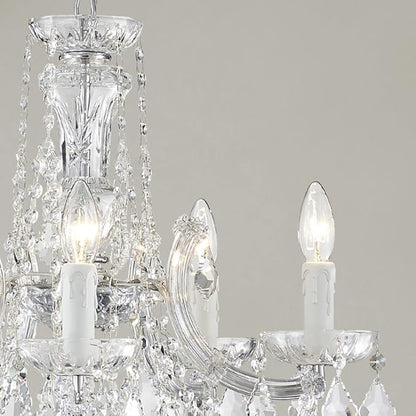 AGV LIGHTING CH001S Modern K9 Crystal Chandelier, Maria Theresa Style Light Fixture, 5-Lights, D20 x H18, Adjustable Chain 59", Chrome Finish Frame