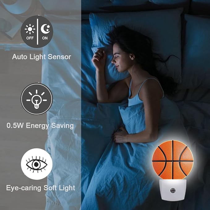 Basketball Line Night Light Auto Sensor Led Dusk to Dawn Lamp Home Decor for Men Women