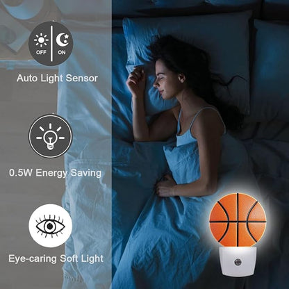 Basketball Line Night Light Auto Sensor Led Dusk to Dawn Lamp Home Decor for Men Women
