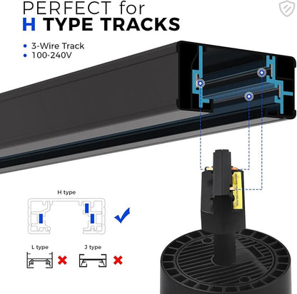 Barrina TR40c Track Grow Light System for Indoor Plants, 3 x 40W Heads, 5000K Full Spectrum Ceiling Grow Spotlight with 15°-60° Adjustable Beam Angle for Greenhouse with Timer, Black H-Type Rail