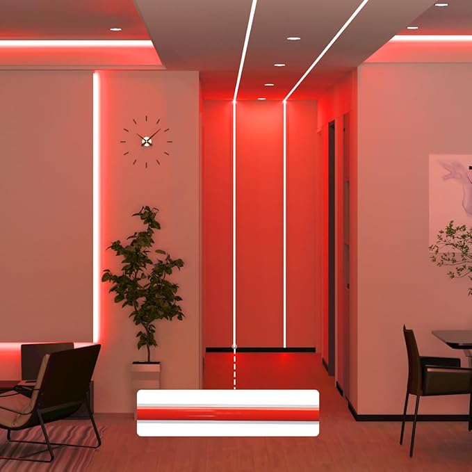 BTF-LIGHTING FCOB COB 3mm Width UL Listed Super Narrow Flexible Uniform LED Strip Light Red Color 16.4FT DC24V CRI 90+ Dimmable LED Ribbon for Kitchen Home Indoor Decor(No Adapter or Controller)