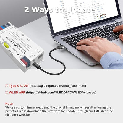 GLEDOPTO Elite ESP32 WLED LED Controller Ethernet WiFi Network Built in I2S Mic 20A Fuse Energy Saving Relay Level Shifter IC ESD Chip Work with Addressable Digital RGB IC WS2811 WS2815 SK6812 etc