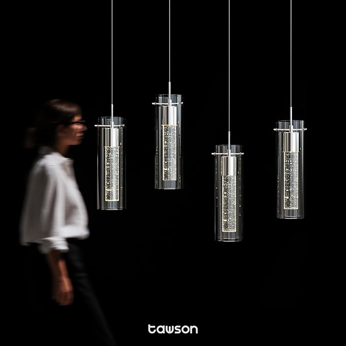 Tawson Alice 4-Light Chandelier Pendant Ceiling Light, Integrated Led and Bubble Glass, for Kitchen Island, Hallway, Entryway, Passway, Dining Room, Bedroom, Balcony, Living Room