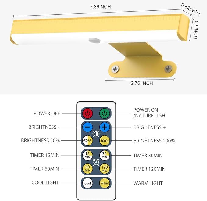 4Pack Wireless Picture Light with Remote,Battery Operated Wall Sconces for Wall Decor,3 Color Timer&Dimmable Paintings Light LED Art Display Lamp Picture Frame Light for Artwork Posters Gallery-Gold