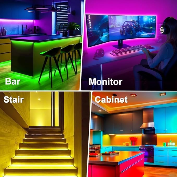 PSTAR TV LED Backlight,9.84ft Music Sync RGB Backlight with Remote & App Control, USB Powered for 32-45 Inch TVs, Computer, Bedroom, Gaming Setup, Home Cinema