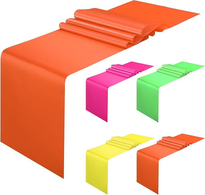 Newwiee 4 Pcs Neon Party Table Runner 12 x 108 Inch Disco Colorful Supplies for Fluorescent Neon Banquets Birthday Party Favors Decorations