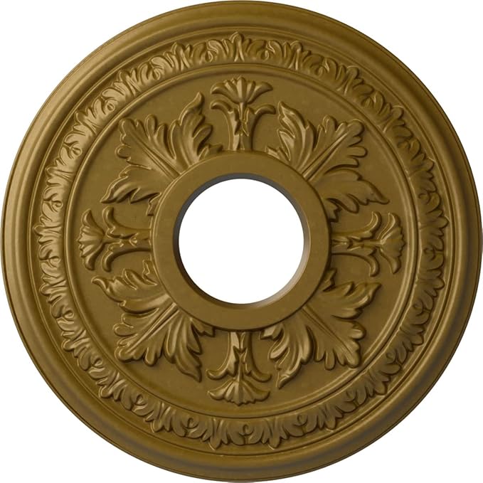 Ekena Millwork CM15BAGLS 15-3/8" x 4-1/4" x 1-1/2" Baltimore Ceiling Medallion, Gold