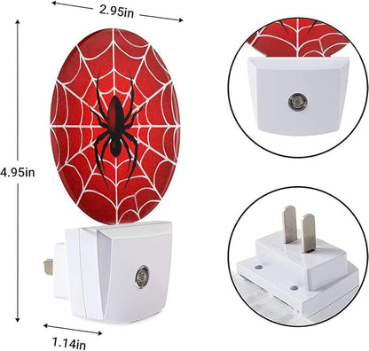 EKOBLA Red Spider Web Night Light, Hero Theme Plug into Wall with Dusk to Dawn Light Sensors, Warm Nightlights for Bedroom, Bathroom, Gifts Ideal for Teen Boys & Men Cave