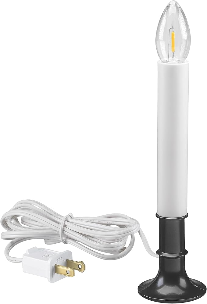 Xodus Innovations AC1120A-8 Electric Plug-in 8.25 inch Flameless Window Candle with Dusk to Dawn Light Sensor Timer,White Candle with Black Base Pack of 8