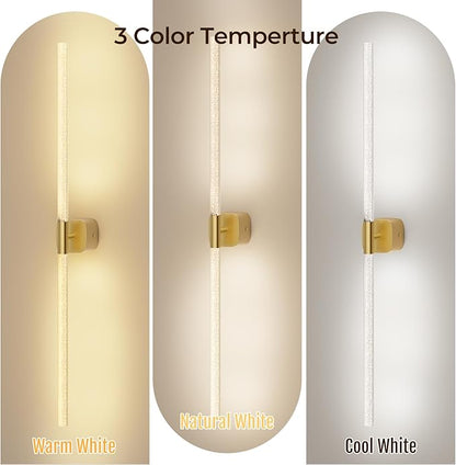 Battery Operated Wall Sconce Set of 2 Rechargeable Battery Powered Wall Light with 12000mAh Wireless Dimmable Wall Lamp Fixtures for Bedroom Living Room (Brushed Gold, 31"-2 Pack)