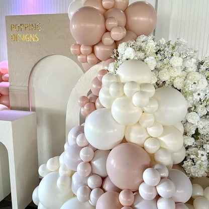 Pastel Pink and White Balloons, 12 Inch 35PCS Light Baby Pink Beige Cream White with Clear Latex Balloon for Girls Birthday Bachelorette Party Bridal Baby Shower Winter Party Decorations Supplies