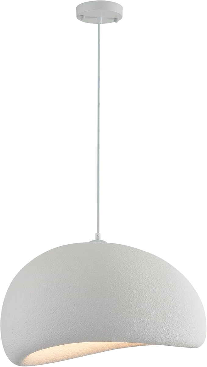 Wabi Sabi Pendant Light Oval, 19.7in Japanese Ceiling Fixture for Dining Room Kitchen Island Hallway Bedroom Restaurant, Adjustable Modern Japandi Hanging Lamp, E26 Base (50cm/19.7in)