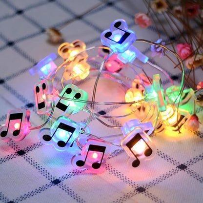GUOCHENG 6.56ft 20 LED Music Note String Lights, Battery Operated Warm White Music Decorative Fairy Lights, Musical DIY Gift for Music Lover(4Colors)