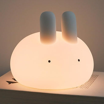 Minimalist Bunny Night Light for Kids, Cute Rabbit Dimmable Nightlight, Tap Control Silicone Bedside Lamp with 15/30min Timer, LED Rechargeable Animal Lamp for Toddler Boys Girls Nursery Decor (Bunny)