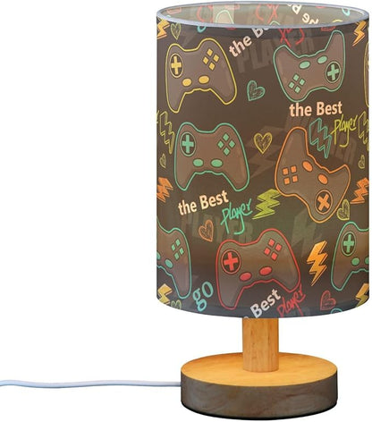 Bedside Table Lamp Video Game Gaming Gamer Nightstand Lamp with Wood Desk Lamps for Bedroom Living Room Nursery Office Home Decor