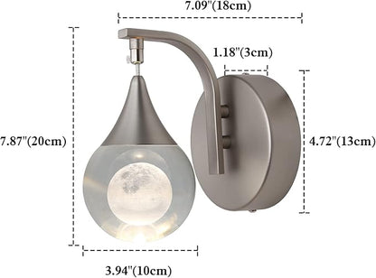 Modern Crystal Moon Wall Lamp, Globe Led Wall Light for Bedroom Living Room Hallway, 3300k Warm White | Dimmable | Chrome