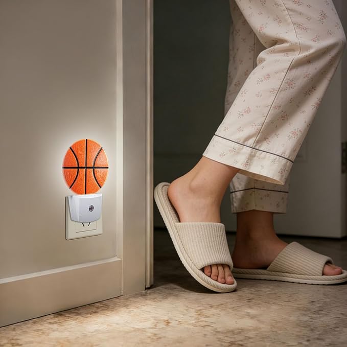 Basketball Line Night Light Auto Sensor Led Dusk to Dawn Lamp Home Decor for Men Women
