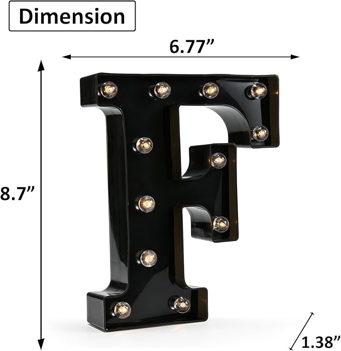 OYCBUZO Light Up Black Alphabet Marquee Letters Sign LED Marquee Number Lights Sign for Night Light Home Bar Christmas Lamp Birthday Party Wedding Decoration F