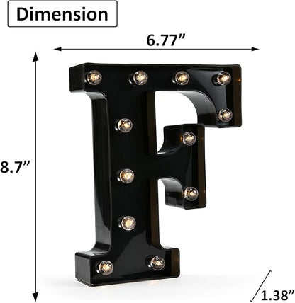 OYCBUZO Light Up Black Alphabet Marquee Letters Sign LED Marquee Number Lights Sign for Night Light Home Bar Christmas Lamp Birthday Party Wedding Decoration F