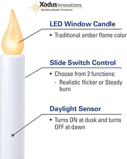 Xodus Innovations FPC1220A-6 Battery Operated LED Dusk to Dawn Window Candle with Amber Steady On or Flicker Flame, Black/Antique Bronze Pack of 6