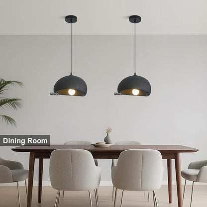 11.8in Wabi Sabi Pendant Light, Kitchen Island Lighting Fixture Ceiling Mount Japanese Lamp Japandi Chandelier for Dining Living Room Hallway Bedroom Restaurant Hanging Lamp, Black 1 Pack