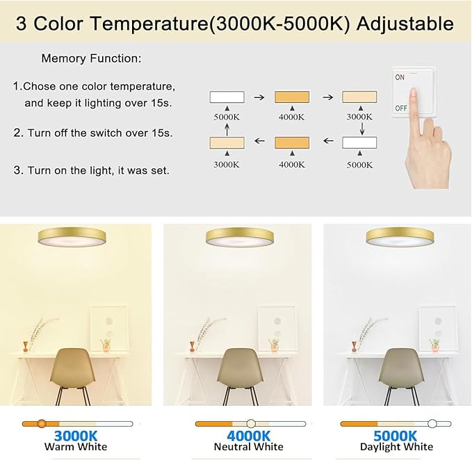 Gold Metal Flush Mount LED Ceiling Light 9 Inch 2 Pack, Dimmable 3000-5000k 20W Modern Thin Round Ceiling Light Fixture, Low Profile Ceiling Lamp for Bedroom Bathroom Entryway