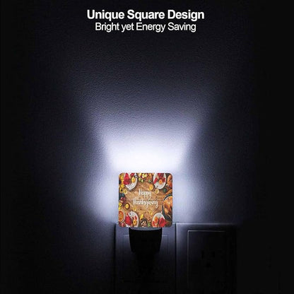 LED Night Light Plug into Wall with Dusk to Dawn Light Sensor White Energy Efficient Thanksgiving Celebration Traditional Dinner Meal Nightlight for Bedroom Bathroom Hallway Living Room Kitchen