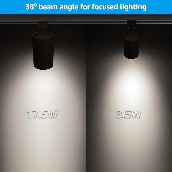 LEONLITE 8-Pack Studio Series 8.5W LED H Track Lighting Heads, ETL, Dimmable Retail Track Light Heads for Store Shop Cafe, 550LM, CRI90, H Track Lighting, 4000K Cool White, Matte Black