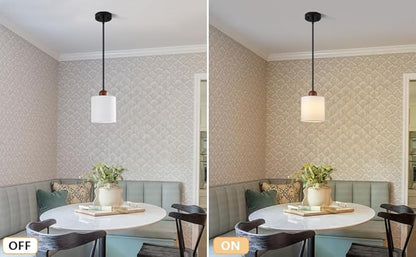 5.9” Drum Pendant Light with White Fabric Shade Modern Hanging Pendant Light Fixture| Adjustable Semi Flush Mount Kitchen Island Dining Room Bedroom Black 1 Pack