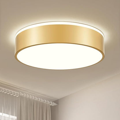 Dimmable Gold LED Ceiling Light Fixture, 5CCT 2700 K-6000 K Modern Flush Mount Ceiling Light, Round Minimalist Lighting Fixture for Bedroom, Kitchen, Laundry Room, Living Room, 15.74 Inch