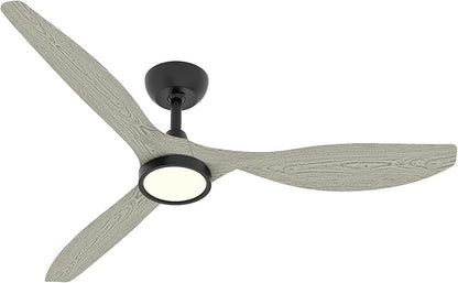 Roomratv Ceiling Fans with Lights and Remote Control,Quiet Noiseless Reversible DC Motor,6 Speeds,Timers, 3 CCT, Indoor Use, Plastic Blades,52 Inch White Oak Modern Ceiling Fan for Living Room