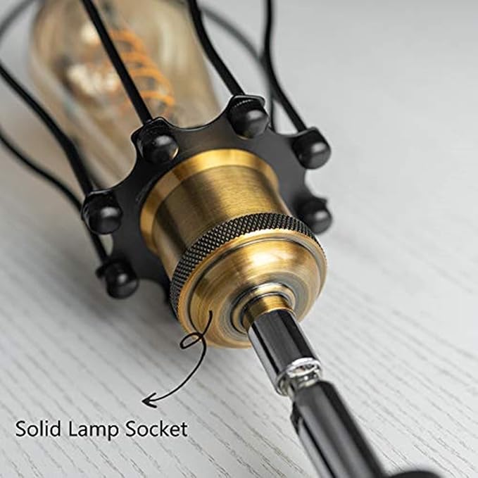 Kiven Vintage Wire Cage Semi Track Lighting Heads Compatible with Single Circuit Juno Type Track Lighting, Industrial Black Metal Caged Track Rail Light Fixture 3-Pack