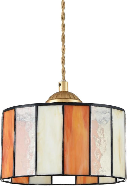 7.7-Inch Tiffany Style Pendant Lights Kitchen Island, Vintage Tiffany Hanging Light with Stained Glass Pendant Light Fixture for Dining Room Bedroom Hallway Bar Home Office