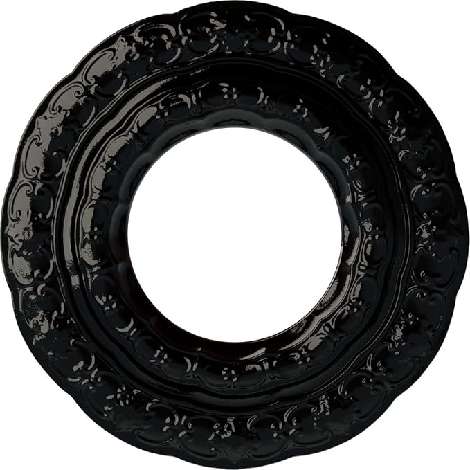 Ekena Millwork CM15LIBPS 15 3/8"OD X 7"ID X 1"P Lisbon Ceiling Medallion Fits Canopies Up to 7", Black Pearl