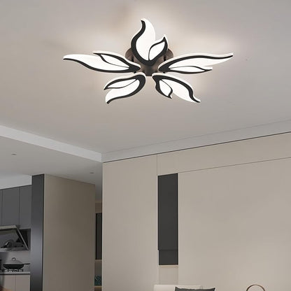 Modern Ceiling Light Fixture, 3000K-6000K Dimmable Flush Mount Ceiling Light, 45W Acrylic Black LED Ceiling Lights for Living Room, Bedroom, Dining Room,23.6In