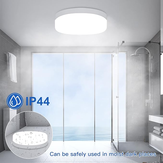 DLLT 18W Flush Mount LED Ceiling Light, 7.09 Inch 6000K Round Surface Mounted Lighting Fixture, 160W Equivalent White Ceiling Lamp for Kids Room/Closet/Bedroom/Dining Room/Bathroom, Non-Dimmable
