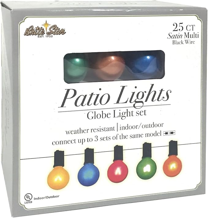 Brite Star 25 Count Satin Multi-Colored G40 Light Set, Multicolor (96-500-00)