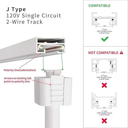 mirrea LED Track Lighting Heads Compatible with Single Circuit J Type Rail Ceiling Spotlight for Accent Task Wall Art Exhibition Lighting 6.5W 3000K Warm White 24° White Painted Pack of 12
