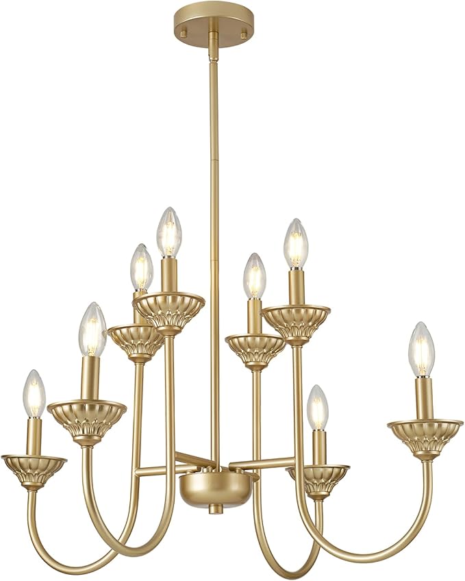 29" French Country Chandelier, 6-Light Farmhouse Pendant Light, Vintage Rustic Candle Lighting Fixture for Dining Room, Bedroom, Kitchen Island, Entryway, Living Room