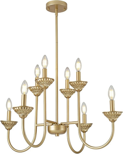 29" French Country Chandelier, 6-Light Farmhouse Pendant Light, Vintage Rustic Candle Lighting Fixture for Dining Room, Bedroom, Kitchen Island, Entryway, Living Room