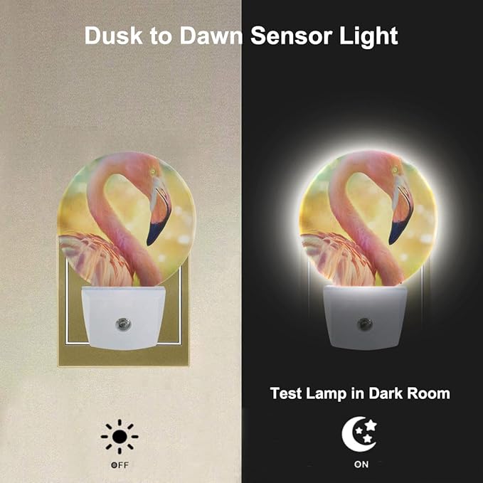 Pink Flamingo Night Light Tropical Animal Bird Bent Beautiful Neck Plug-in Nightlight Energy Saving 0.5W LED Lighting for Boys Girls Men Women