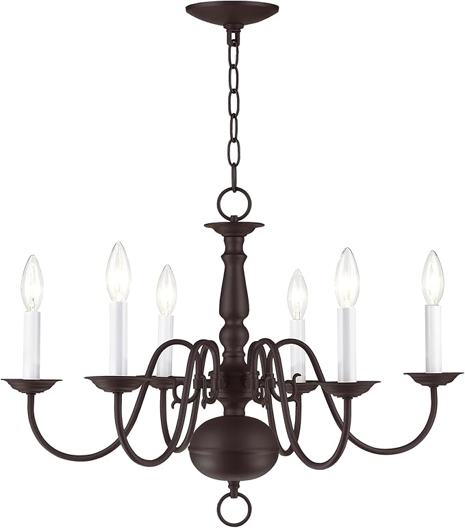 Livex Lighting 5006-07 Williamsburgh 6-Light Chandelier, Bronze,18Hx24W