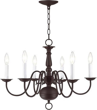Livex Lighting 5006-07 Williamsburgh 6-Light Chandelier, Bronze,18Hx24W