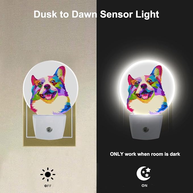 EKOBLA Cute Puppy Dog Plug-in Night Light, Adorable Animal LED Nightlight with Dusk to Dawn Auto Sensor for Bathroom, Hallway, Kitchen & Home Decor