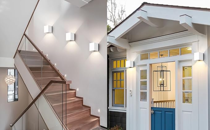 Modern Outdoor Wall Lights, ETL Listed 15W Square LED Exterior Wall Sconce, 3 Color Temperature Selectable, Adjustable Up and Down Lighting Fixtures, IP65 Waterproof Aluminum Porch Light
