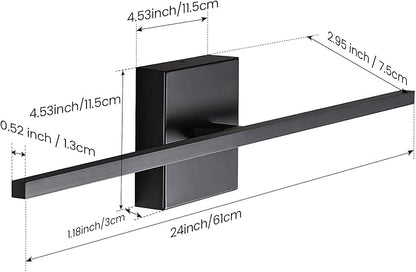 Black Bathroom Light Fixtures - 24 Inch Black Vanity Lights for Bathroom Led Vanity Lighting Bar Over Mirror Dimmable Wall Sconce with 3500K Warm White