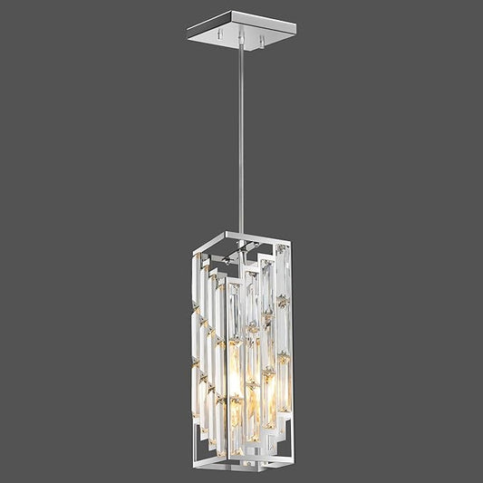 Chrome Pendant Lights Kitchen Island 1 Pack, Mini Crystal Chandeliers, Modern Pendant Lights Ceiling Lighting Fixtures for Kitchen Island, Dinning Room, Bedroom