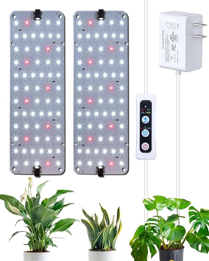 Panel Grow Light for Indoor Plants, 20W Ultra-Thin Full Spectrum LED Grow Light for Shelf & Cabinet, Dimmable with 6/12/16H Timer, Daylight White, 1-Pack