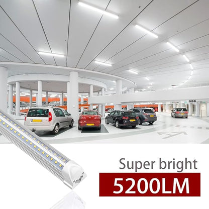 8 Pack T8 led Shop Lights 4ft, 40W 5200LM 5000K Shop Light, Linkable LED Shop Lights for Garage, Workshop, Warehouse, Basement, Clear Cover