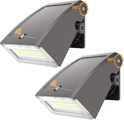 Adjustable LED Wall Pack Light with Dusk to Dawn Photocell 30W/40W/60W Selectable, 5000K Daylight, 100LM/W, 6000LM, IP65 Waterproof Outdoor Security Light for Garage, Building, Yard 2Pack